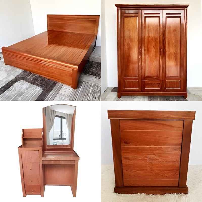 Bộ 4 món giường tủ gỗ xoan đào CB558