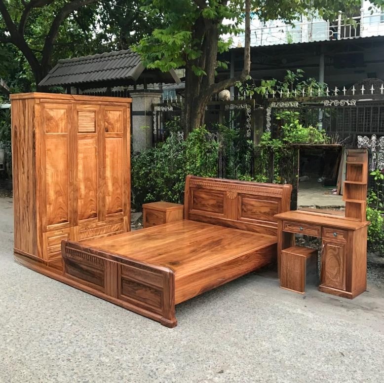 Bộ phòng ngủ gỗ hương xám 4 món CB545