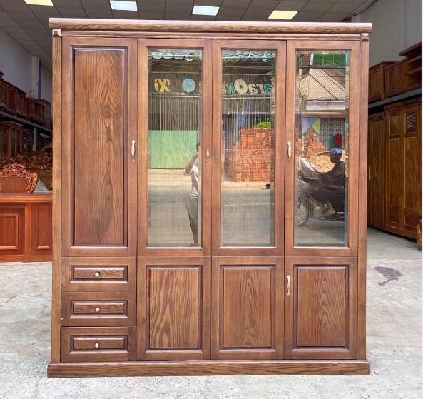 Tủ trang trí/ tủ sách 4 cánh gỗ hương TL505