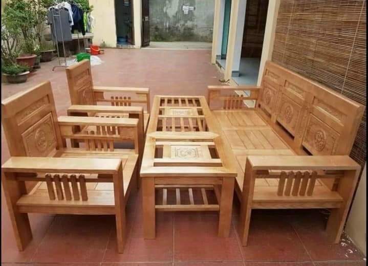 Bộ Bàn Ghế Phòng Khách Gỗ Sồi Nga BG1066