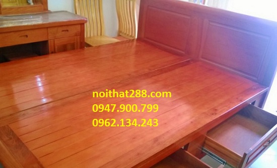 Giường gỗ xoan đào gia lai 2 ngăn kéo G1811