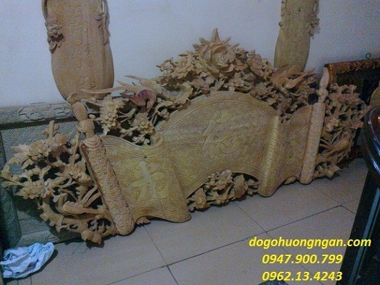 Cuốn thư gỗ mít mai hoa rồng HP23