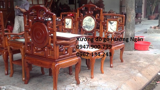 Bộ bàn ghế móc đá gỗ gụ kiểm tra mộc BG37